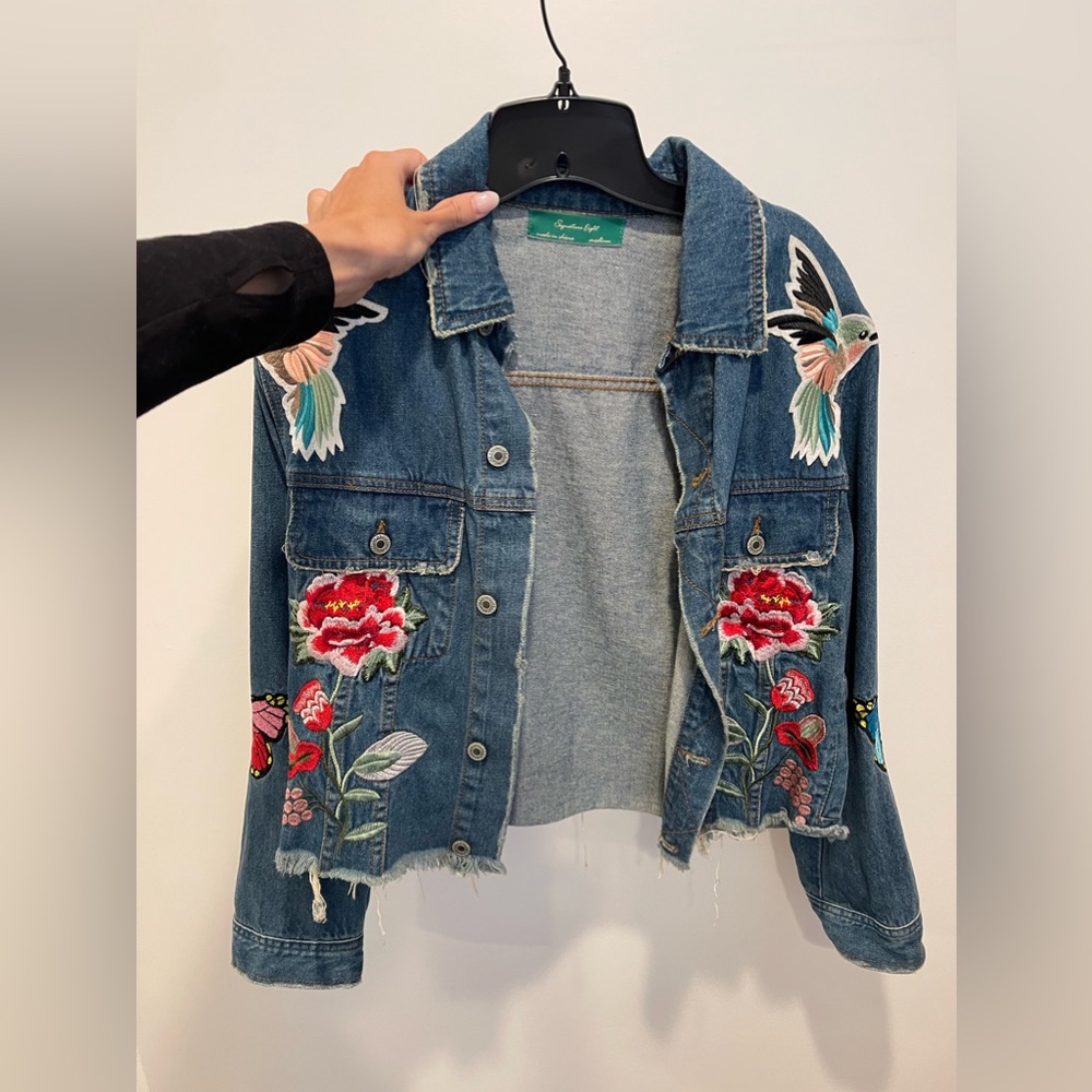 Embroidered denim jacket medium